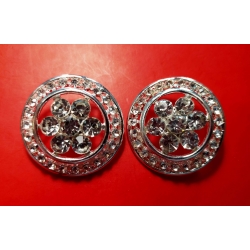 Guzik ozdobny z kryształkami srebrny